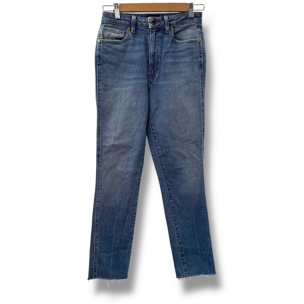 Khaite Vanessa Medium‎ Wash Skinny Jeans Women’s Size 26 High Rise Raw Hem Denim